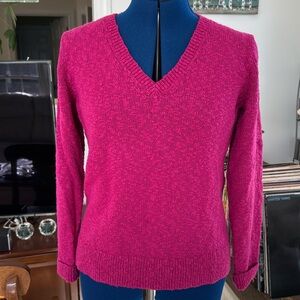 J. Crew size S v neck cotton blend sweater in magenta. EUC